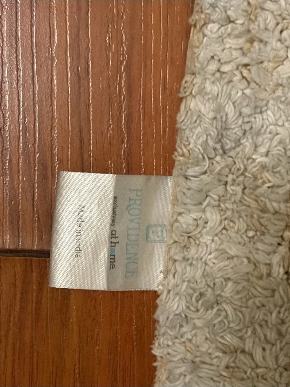 Plush Two-Tone Beige and White Bath Rug